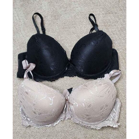 Rene Rofe Black and Cream Lace Bras 34C - Picture 1 of 9